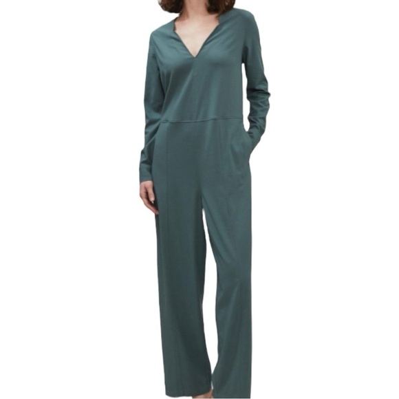 Billy Reid Pants - Billy Reid Long Sleeve V-Neck Jumpsuit in Forest Green